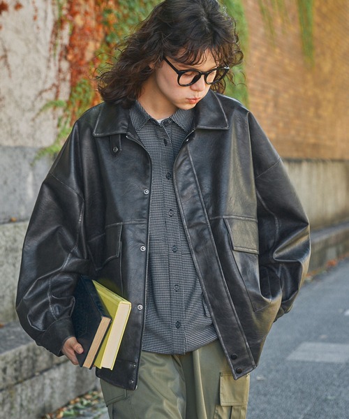 セール】比翼デザインヴィンテージライク オーバーサイズブルゾン