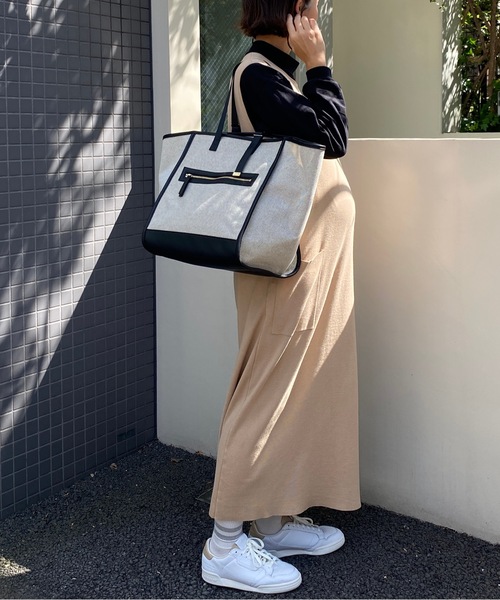 働くママにも＊軽量＆大容量 バイカラーキャンバストート マザーズ