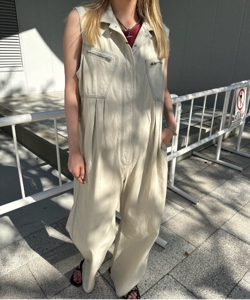 MEDI GRUNGE DENIM WIDE ROMPERS（つなぎ/オールインワン）｜Ameri