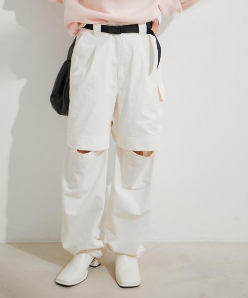 セール】【洗える】ベルト付ナイロンカーゴパンツ（カーゴパンツ