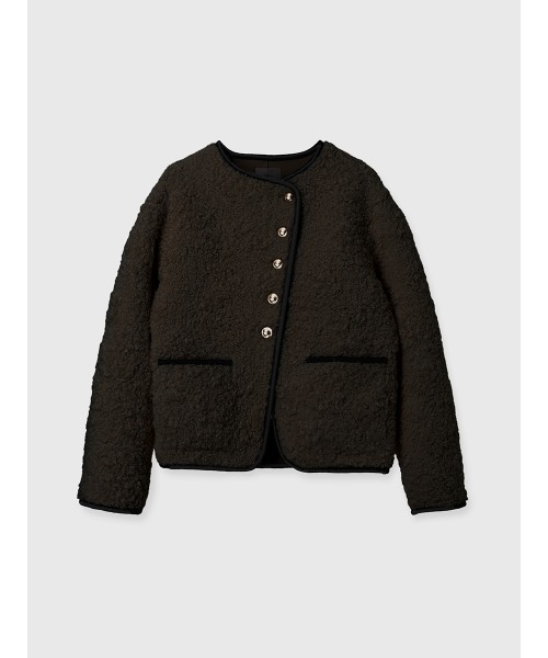 ECOPELパイピングボアジャケット（ノーカラージャケット）｜anuans（ア