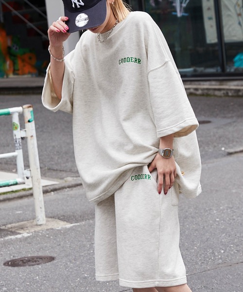 CODDERR】アーチロゴ刺繍 裏毛スウェットセットアップ/ビッグ