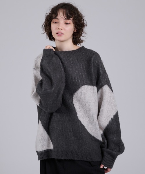 ONCILY（オンシェリー）の「HEART MIX PATTERN SHAGGY KNIT / ハート