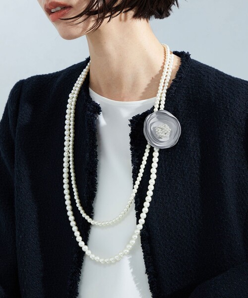 セール】コサージュ付き フェイクパール 5WAY ネックレス（ネックレス