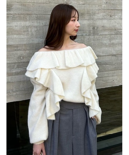 FRAY I.D（フレイアイディー）の「アルパカウールオフショルフリル