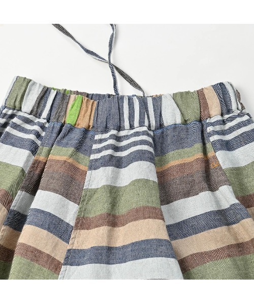 45R インドリネンツイルのマルチ縞イージースカート¥52,800