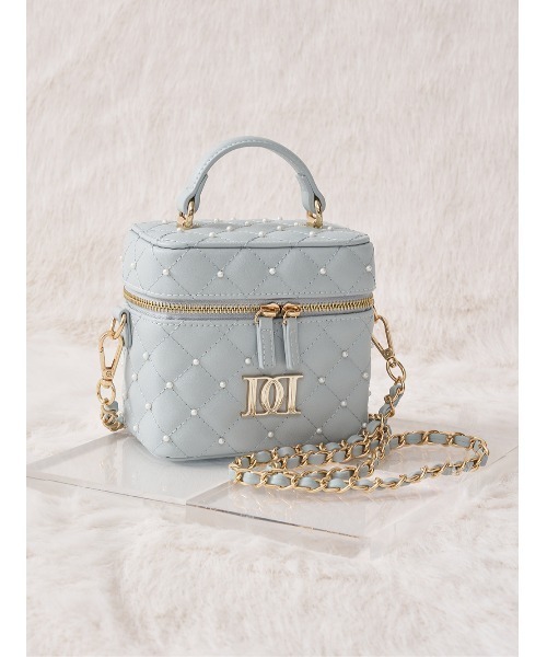 ゴールドパーツ】キルティングパールスクエアミニバッグ（ショルダー