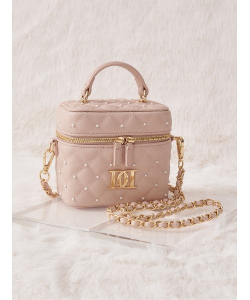 ゴールドパーツ】キルティングパールスクエアミニバッグ（ショルダー