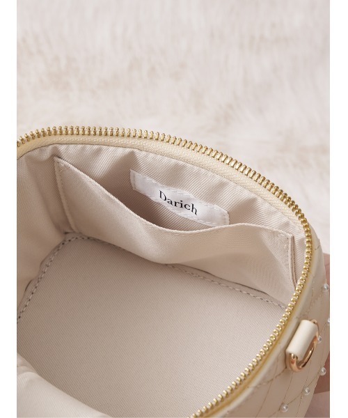 ゴールドパーツ】キルティングパールスクエアミニバッグ（ショルダー