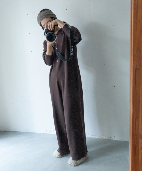 hwyl（ヒュイル）の「ニットジャンプスーツ（つなぎ/オールインワン