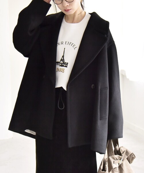 セール】quaranciel: PURE WOOL ダブルブレスト テーラード ハーフ