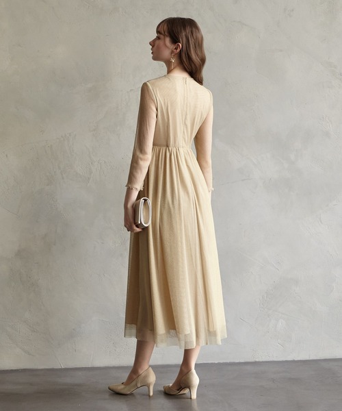 AIMER（エメ）の「ラメチュールビスチェ×袖付きワンピースセット