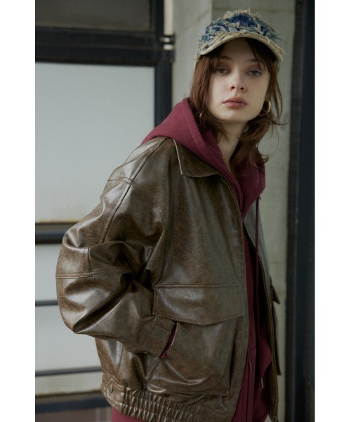 SLY（スライ）の「【再入荷】FAUX LEATHER ZIP UP BZ フォー レザー