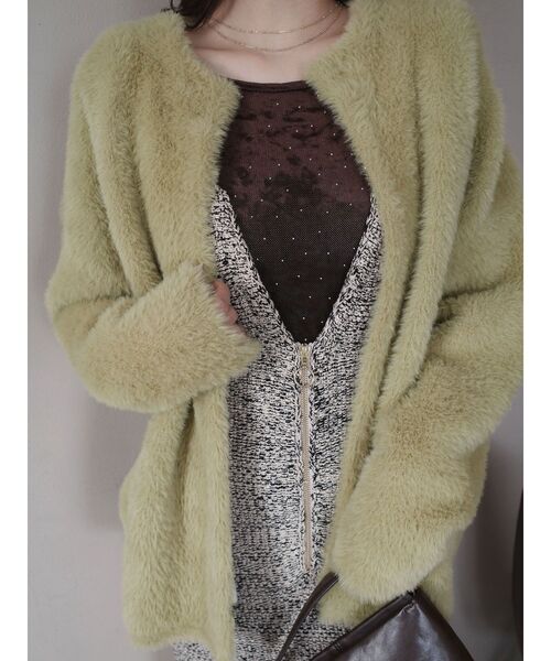 2WAYシアーベロアホックデザイントップス（Tシャツ/カットソー