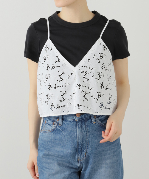 セール】【洗える】TICCA/ティッカ フラワーレース2WAYキャミソール