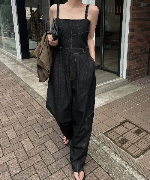 WILLFULLY（ウィルフリー）の「asymmetry patchwork denim all-in-one