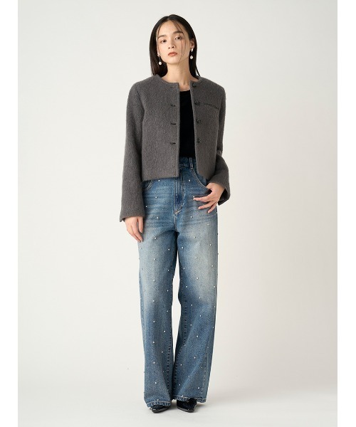 FRAY I.D（フレイアイディー）の「ハイウエストワイドビジューデニム