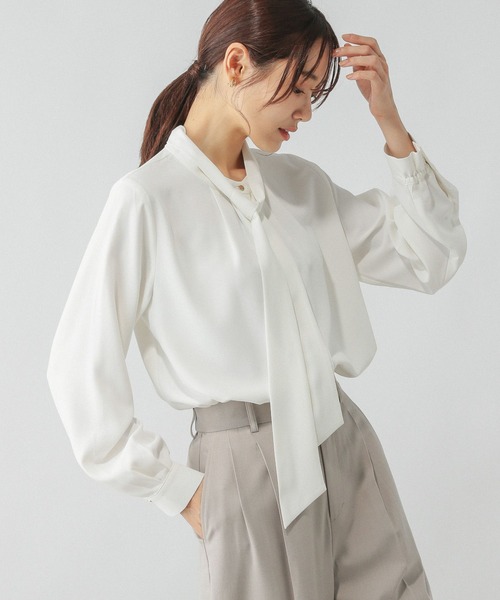 お手入れラクラク2WAYボウタイブラウス/133609（シャツ/ブラウス
