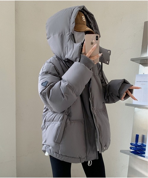 セール】【韓国ファッション冬コーデに◎】ハートポイントフード付き