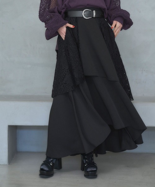 HARE（ハレ）の「レースレイヤーティアードスカート(HARE)（スカート