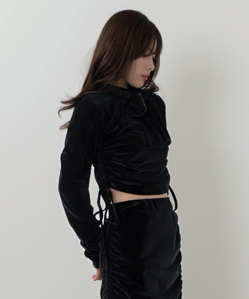 SENEE（セニー）の「ribbon velour tops（リボンベロアトップス）（T