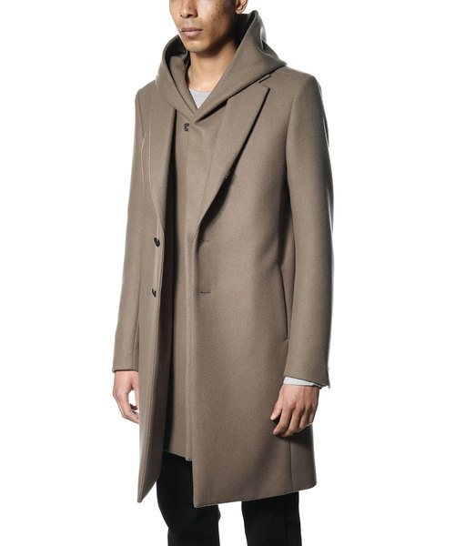 ATTACHMENT（アタッチメント）の「カシミア混平二重メルトン フード付