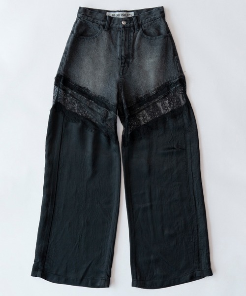 デニムレースブロッキングパンツ / Denim Lace Blocking Pants（デニム
