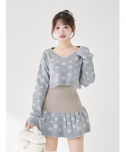 アンサンブルスノーロゴニットミニワンピース（ワンピース）｜Darich