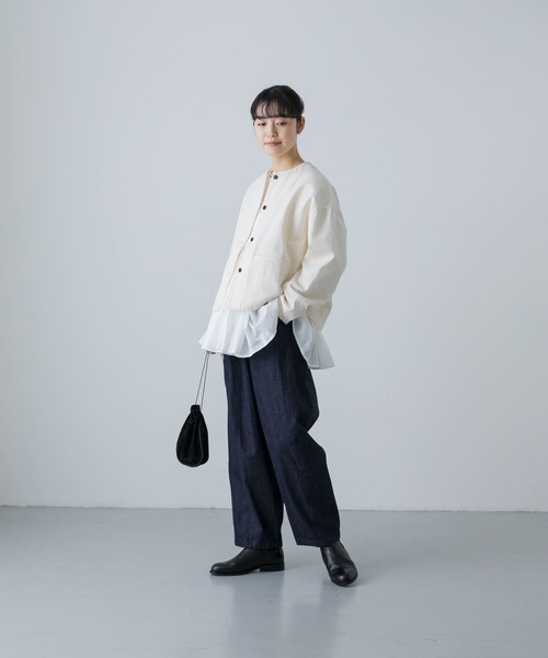 かぐれ（カグレ）の「クルーネックジャケット（ノーカラージャケット