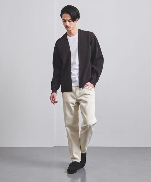 美品】秋冬物 BATONER ハイカウントリブ カーディガン 2 M 若草色