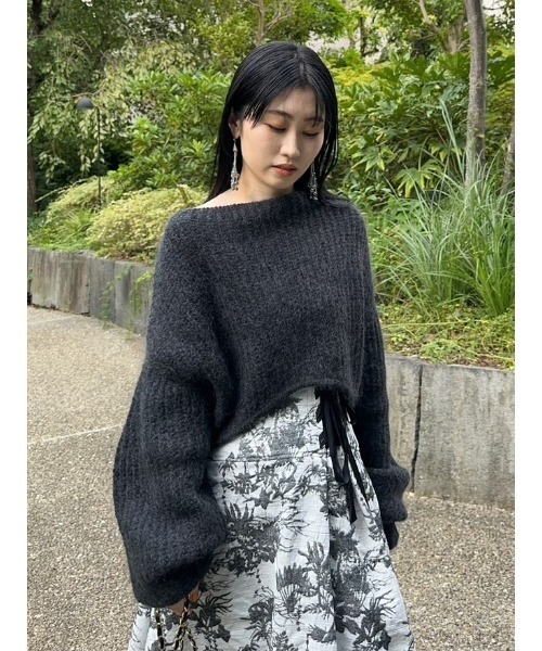 エブール ♪ モヘヤ シルバー クロップドニットセーター FRAY I.D