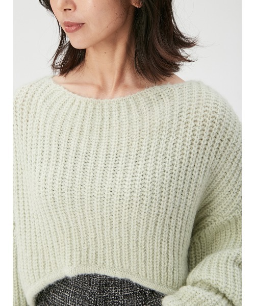 エブール ♪ モヘヤ シルバー クロップドニットセーター FRAY I.D