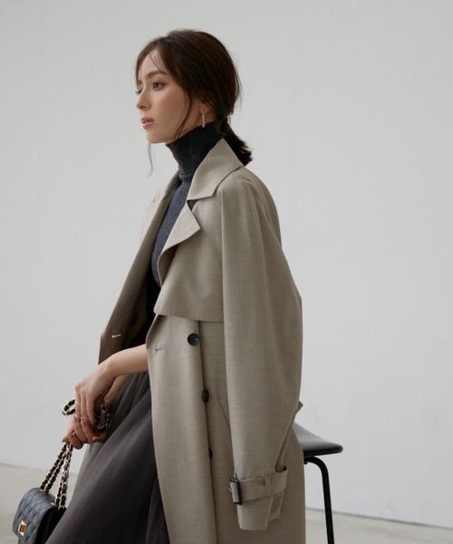 anuans（アニュアンス）の「ウールブレンドフレアトレンチコート