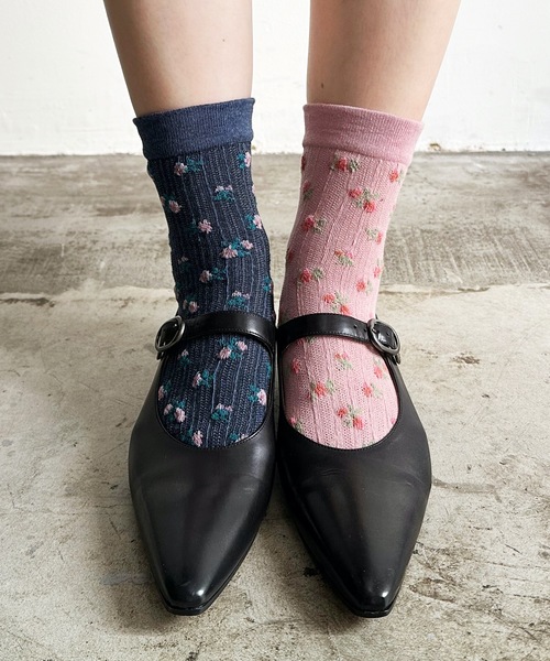 SZT:フラワー 花柄ソックス 2足セット（ソックス/靴下）｜SHIZUTA