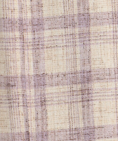 セール】ツイードチェック ノーカラージャケット（ノーカラー