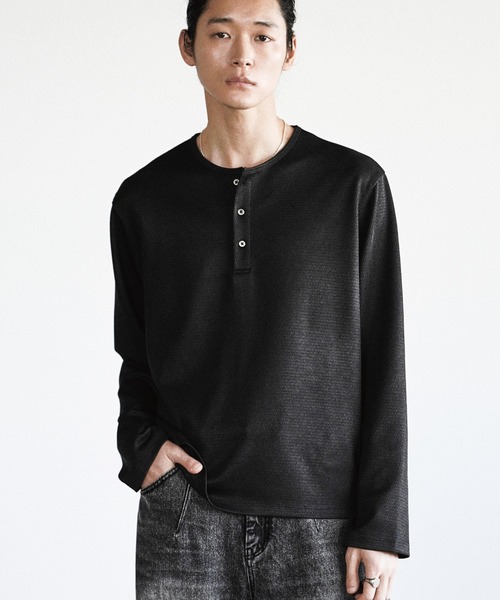 REFINED WAFFLE HENLEY NECK L/S TEE（Tシャツ/カットソー）｜WYM