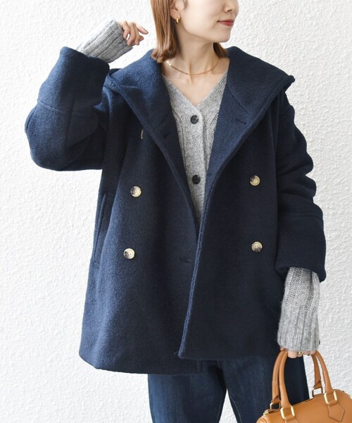 セール】SHIPS any: ナッピング フード ショート コート（その他