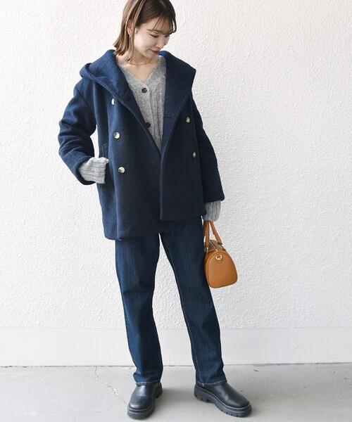 セール】SHIPS any: ナッピング フード ショート コート（その他