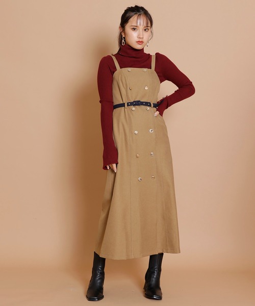 REDYAZEL（レディアゼル）の「配色ベルトダブルボタンジャンスカ