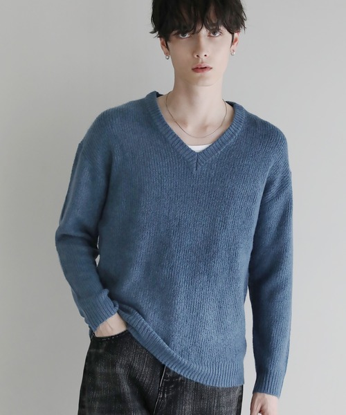 Buyer's Select/フラッフィーヤーン片畦編みVネックニット（ニット