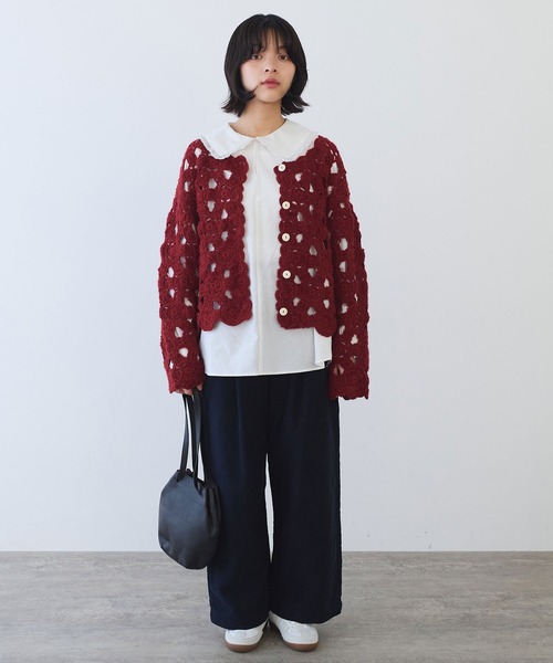 セール】ネパールハンドニット かぎ針レース カーディガン