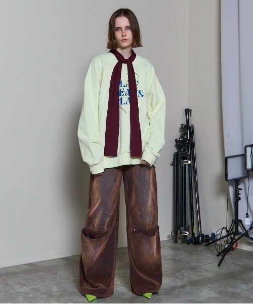 Cover Leg Flocky Denim Pants/カバーレッグフロッキーデニムパンツ