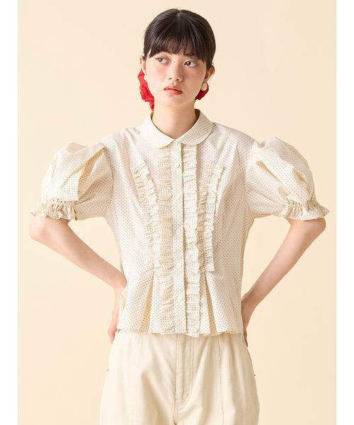 セール】フリルレースアップブラウス（シャツ/ブラウス）｜LILY BROWN