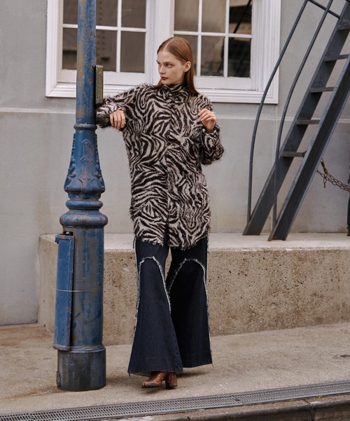 seyto（セイト）の「Animal jacquard fringe shirt / アニマル