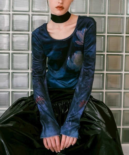 sahara（サハラ）の「Velour Art Print Top/ベロアアートプリント