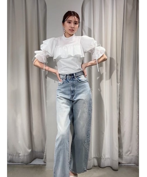 MOUSSY（マウジー）の「HW DAMAGE LOOSE STRAIGHT（デニムパンツ