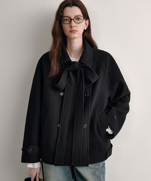 ダブルブレスト リボンタイショートコート FD24W268【Fano Studios