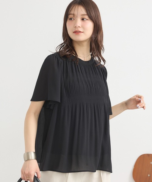 マジョリカプリーツ半袖ブラウス（シャツ/ブラウス）｜earth