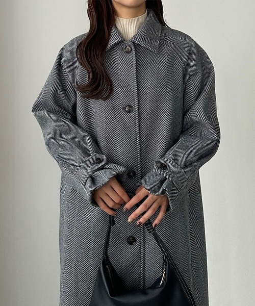 callautia（カラウティア）の「ヘリンボーンステンカラーロングコート