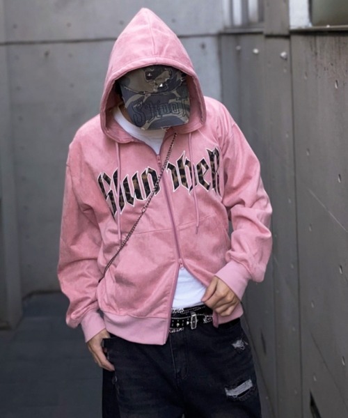 セール】レオパードロゴ スエードダブルジップパーカー（パーカー